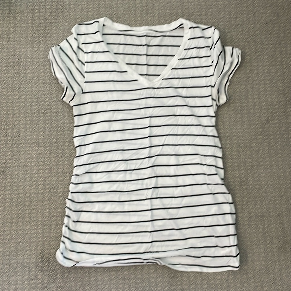 Black and white stripe maternity tee- size M